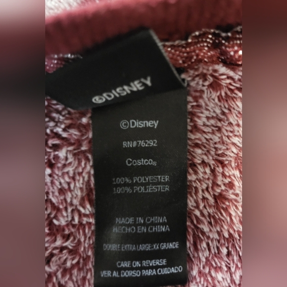 Disney Burgundy  Mickey Mouse Patterned Lounge Wear Terry Sweatshirt - Size L - Picture 5 of 6